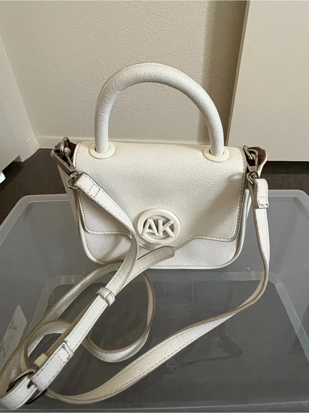 Anne Klein White Pebbled Top-Handle Satchel